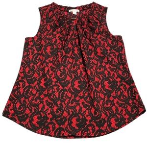New York & Company Red and Black Sleeveless Blouse